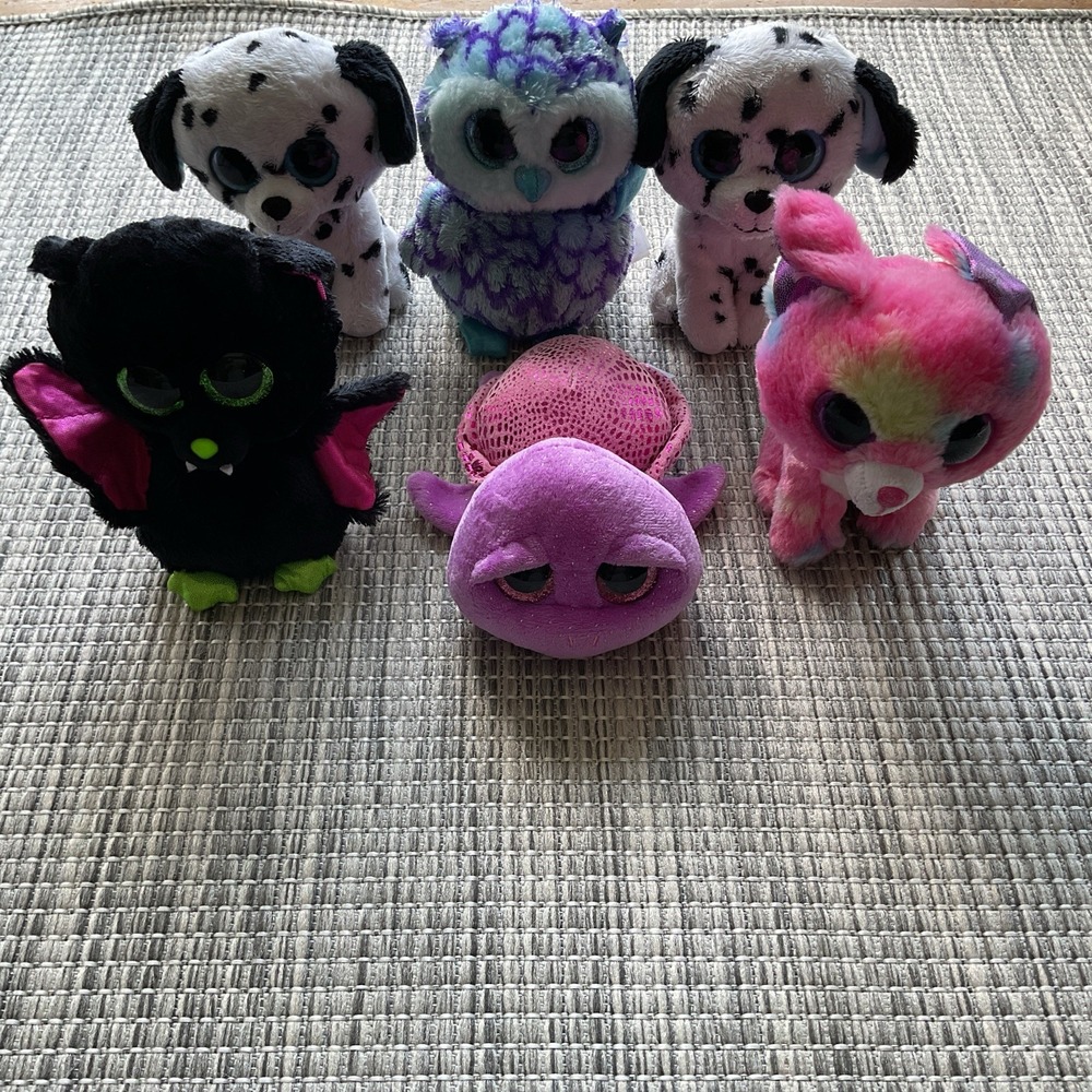 Lot Of 6 Ty Beanie Boos:Cancun Chihuahua, Slowpoke, 2 Fetch, Oscar The Owl, Igor